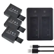 3Pcs 900mAh Battery +Charger for Qumox Sport Action HD Camera DX288812 DX288813