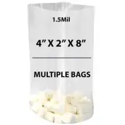 1.5Mil 4" X 2" X 8" | Clear Gusseted Bags, Heat Sealable | Multiple Bags