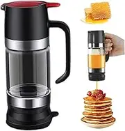 Honey Dispenser No Drip Clear Glass Honey Dispenser, 300ml Leakproof Syrup Container with Stand for Syrup Coffee Tea No Drip-