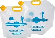 [WQZOSTC] Collapsible Emergency Water Container Bag,WaterStorageCube,Flat Folding,BPA Free Food Grade,Clear Plastic Storage Jug for Camping Hiking Backpack,No-Leak Freezable,Water Bottle 1.3 Gallon/4pcs