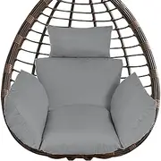 Egg Chair Cushion Replacement Waterproof Soft Hanging Basket Swing Chair Cushion for Outdoor Yard Patio Garden Grey