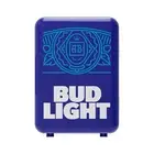 Blue White Bud Light Beer Mini Fridge Compact Personal Refrigerator 6 Cans Retro