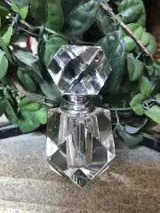 Vintage OLEG CASSINI Crystal PERFUME BOTTLE With Crystal Stopper, 3.25” Tall