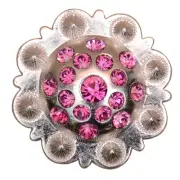 76HS Set Of 32 Western Screw Back Concho Fuchsia Berry Crystals Cowgirl