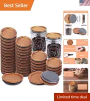36Pack Wide Mouth Mason Jar Lids Acacia Wooden Storage Canning Jar Lids Ball ...