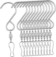 KAILIKETIY 12 Pcs Stainless Steel Swivel Hooks for Wind Chimes Durable Hanging Clips Grip for Indoor Outdoor Decoration Space Saving Design Easy to Use and Aesthetic Appeal