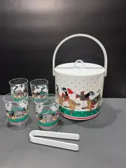 Incredible Vintage NIP 80’ s Goose Geese Acrylic Ice Bucket & 4 Glasses w/ Boxes