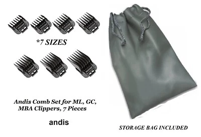 Andis 7pc Tackmate,Speedmaster,MASTER CLIPPER Blade ATTACMENT Guide COMB SET&BAG