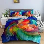 Psychedelic Abstract Bloom Bedding Sets Duvet Cover Bedclothes Bed Room for Kids Bedding for Children,02,Super King(240x270cm)