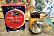 Vintage EVEREADY FIRE BALL LANTERN with Red Flasher New with Original Box & Tag
