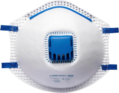 Portwest P209 Disposable FFP2 Exhalation Valve Respirator Face Mask (Pack of ...