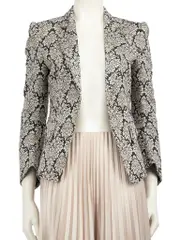 Grey Floral Pattern Blazer