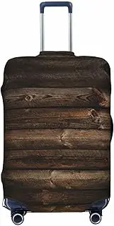 [CADREWY] Brown Wooden Print Travel Suitcase Cover Luggage Protector with Elastic Anti Scratch for Carry On, Black, Small