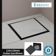 118x118mm Square Black Bathroom Smart Tile Insert Shower Floor Grate Waste Drain
