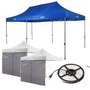 Kings Gazebo 6mx3m + 2x Gazebo Side Wall + Illuminator 4m MAX LED Strip Light