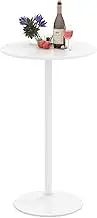 Giantex Two-in-one Bar Table with Detachable Pole, Metal Base, 24" Round Top, 40"/22" Two Convertible Height, Cocktail Table for Pub, Dining Room, Restaurant, Kitchen (1, White)