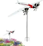 Keyubria Airplane Wind Spinner | Metal Aircraft Pinwheel Garden Decor Art,Art Decor Flight Plane Sculpture for Outdoor Yard Lawn Garden Outside