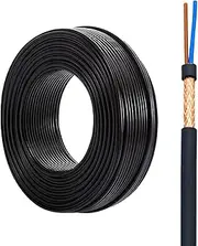 2-core Oxygen-free Copper Electrical Wire 0.5/0.75/1/1.5/2mm² Copper Foil+Copper Braided Mesh Double Shield Electronic Wire 30~200FT Flame Retardant PVC Sheath Household Engineering Cable(100FT(31M),1
