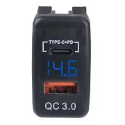Type C+PD USB QC 3.0 Car Socket Charger 12-24V LED Car Power Adapter For Toyota