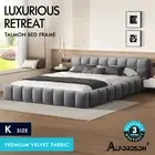 ALFORDSON Bed Frame King Size Tufted Headboard Foundation Grey Velvet TALMON