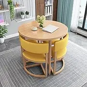 ZYZSY Business Negotiation Table and Chair Combination, Backrest Chair Sets5-piece, Combination Table and Chair for Small Spaces, for Conference Rooms, Restaurants(Yellow)