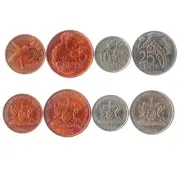 Set of 4 Coins from Trinidad and Tobago: 1, 5, 10, 25 Cents. 1975-2016