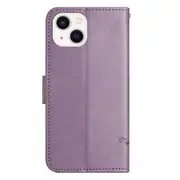 For iPhone 14 Plus Wallet Style Butterfly Flower Imprinted Case Stand Feature Phone Shell with Strap