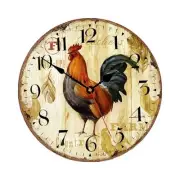 Kitchen Wall Clock Rustic Rooster Silent Non Ticking Wall Clock Quartz3389