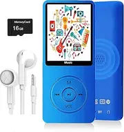 MP3 Player, Music Player with 16GB Micro SD Card, Build-in Speaker/Photo/Video Play/FM Radio/Voice Recorder/E-Book Reader, Supports up to 128GB (Dark Blue)