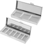Travel Pill Organizer 2pcs Metal Small Container Weekly Medicine Case Portable Secure for Pocket or Purse