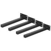 Floating Shelf Brackets, 4pcs 10"(250mm) Wall Mounted Shelf Supports, Black
