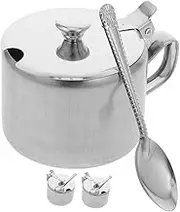Vintage Style Stainless Steel Sugar Cup Modern Metal Box Condiment Pepper Soy Holder Countertop Storage Organizer Easy Cle