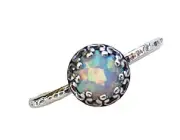 Sterling Silver White Opal Stacking Ring, Size 7, October Birthstone, Elegant...