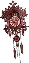 Oshhni Wall Mounted Cuckoo Clock with Pendulum for Farmhouse Mute Silent Multipurpose MDF Home Decoration