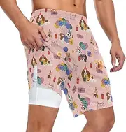 [ZZXXB] Bulldog Balloon Athletic Shorts for Men with Pockets 2 in 1 Quick Dry Running Shorts S-3XL