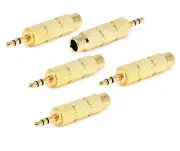 5x Metal 3.5mm TRS Stereo Plug to 1/4in (6.35mm) TRS Stereo Jack Adapter