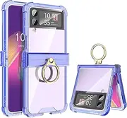 [ELEPIK] Samsung Galaxy Z Flip 3 Case with Ring Kickstand, Protective Cover for Samsung Galaxy Z Flip 3 5G, Purple
