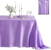 Counfeisly 1 Pack Rectangle Tablecloth Stain Resistant Wrinkle Free Silkly Soft Table Cloth, Satin Dining Table Cloths for Dining Room, Indoor and Outdoor Use, 60 x 84 Inches, Light Purple