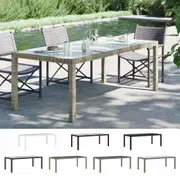 Garden Table Tempered Glass and Poly Rattan Dinner Table Multi Colours vidaXL