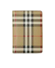 Burberry Checked Bi-Fold Passport Holder One size Collection Beige