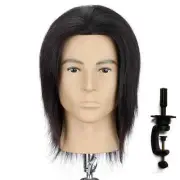100% Human Hair Mannequin Head Men's 8" Styling Training Head with Clamp Stand