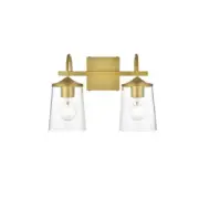 Living District Avani 2 Light Bath Sconce, Brass/Clear - LD7313W14BRA