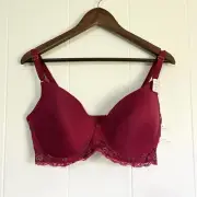 Jessica Simpson Red Floral Lace Full Figure T-Shirt Bra Size 40D