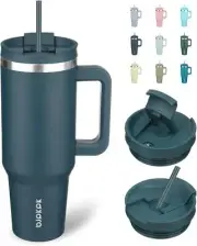 BJPKPK 40oz Insulated Tumbler with Handle & Straw Lid – Stainless Steel, Navy Bl