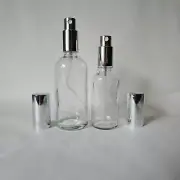 50ml glass botle Silver Metal Atomiser and cap. 10 pack.