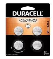 Duracell CR2016 3V Lithium Coin Batteries, Pack of 4