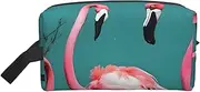 [FSCEV] Flamingo Flowers Storage Bag Toiletry Bag Travel Bag Cute Cosmetic Bag Makeup Accessories, White, One Size