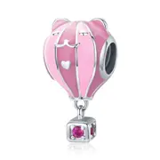 Pink Silver plating Animal Ballon Beads Cat Pussy Charms Fit Women Bracelets Jewelry