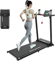 Treadmill for Home, Folding Treadmills with LCD and Bluetooth Speaker, Portable Electric Treadmill Machine for Running Walking Workout, 2.0HP Motor, 120KG Weight Capacity, APP Control, Easy Install