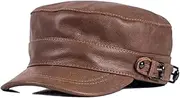 [Generic] Men Women Genuine Leather Student Leisure Fitted Real Army Hat Trucker Golf Chapeau